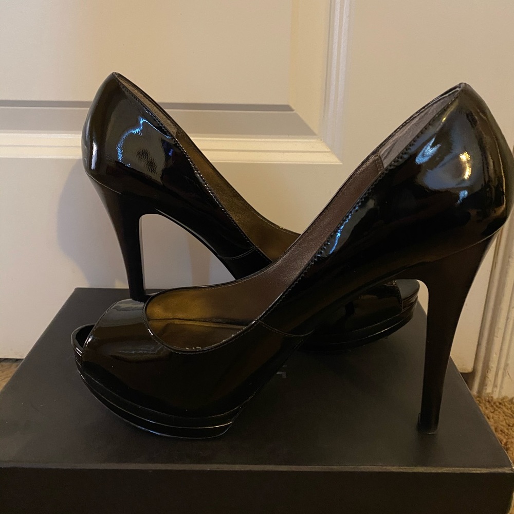 Black Patent Leather Platform Heels